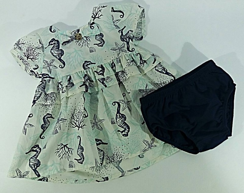 VESTIDO BEBE C/CALCINHA CREME COD 56051