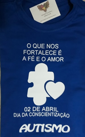camiseta azul especial Conscientização do Autismo