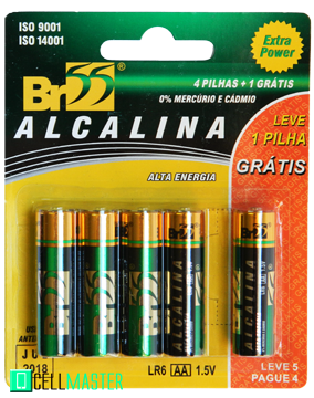 PILHA PEQUENA ALCALINA ENCARTELADA C/4+1 CLR6 AA 1.5V