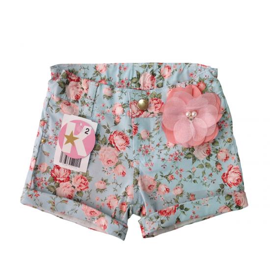 SHORTS JEANS ESTAMPADO C/FLOR COD 65001