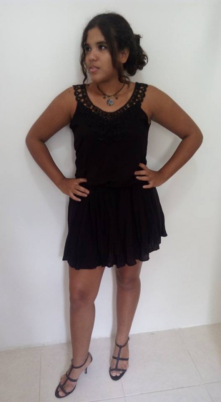 Vestido preto detalhe em renda, Tam P/M