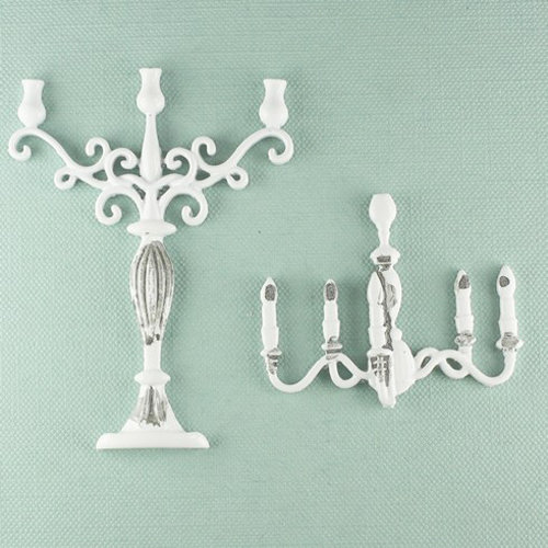 Shabby Chic Collection, Metal Treasure Embellishments, Candelabra and Chandelier - Prima Marketing