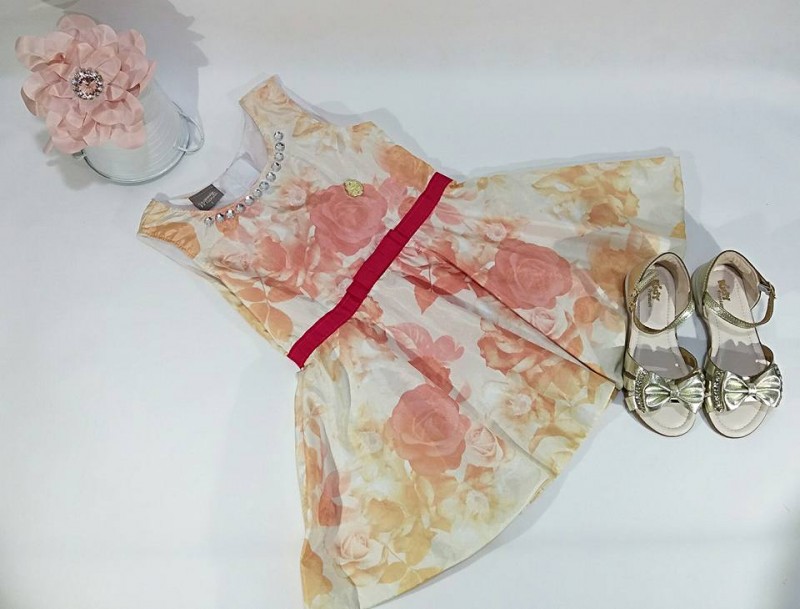 VESTIDO INF CETIM ESTAMPADO COD 56056