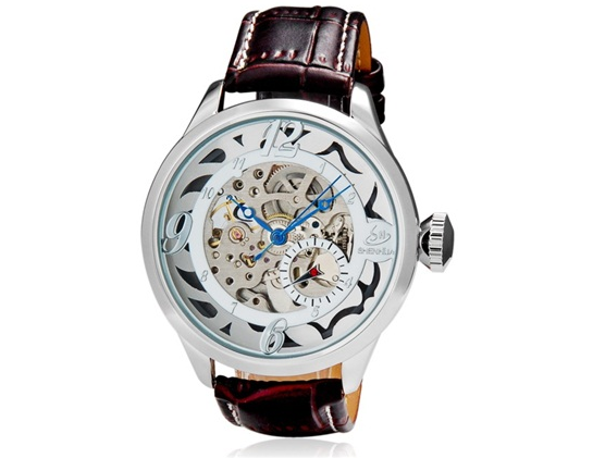 RELÓGIO MECÂNICO AUTOMÁTICO SH 9528 COM PULSEIRA EM COURO SINTÉTICO