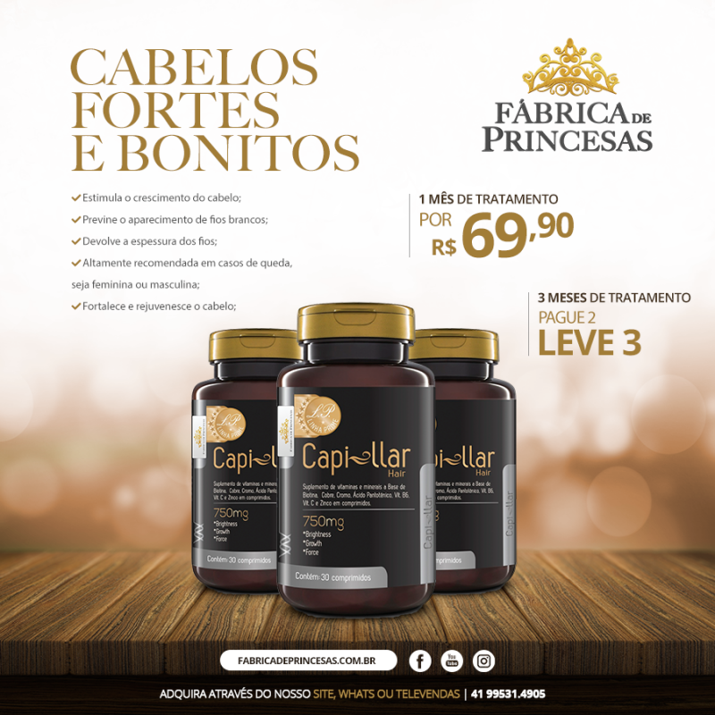 Capillar Hair 1000mg - 1 mês de tratamento