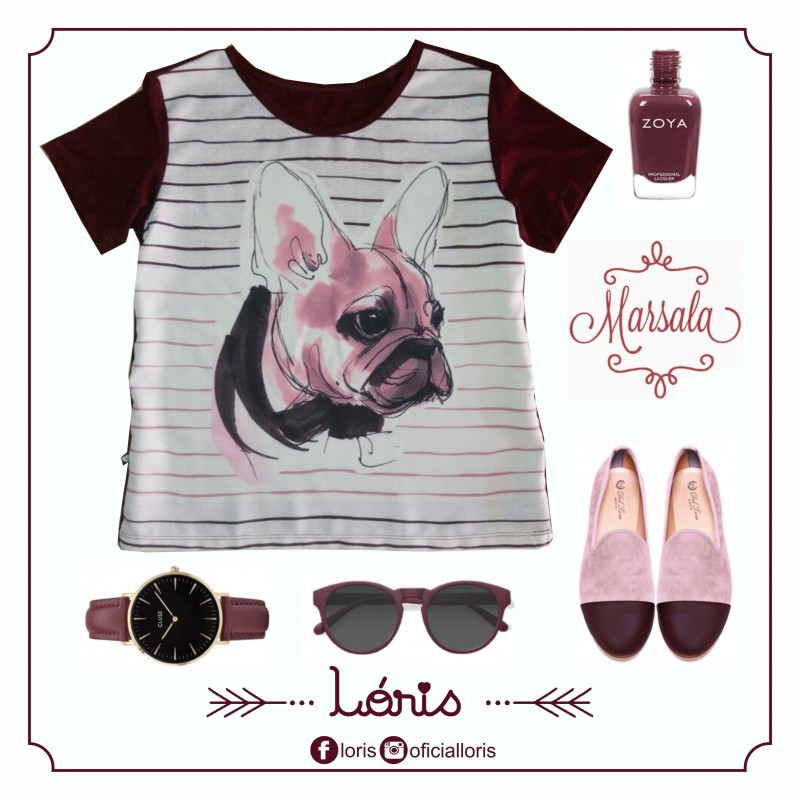 T-shirt Buldog Marsala