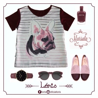 T-shirt Buldog Marsala