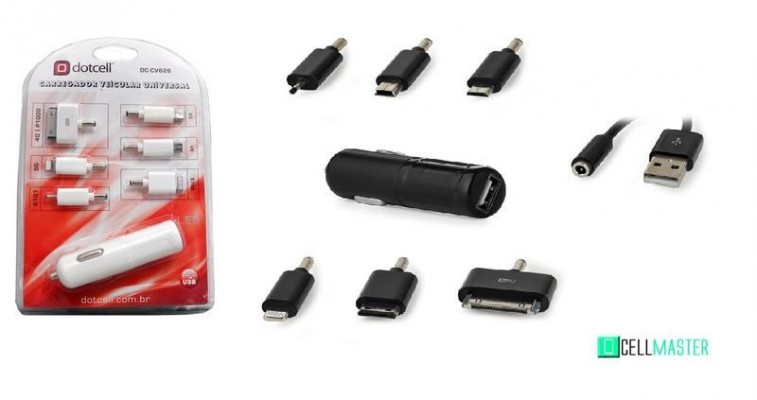 CARREGADOR VEICULAR UNIVERSAL 6 CONECTORES DC-CV626