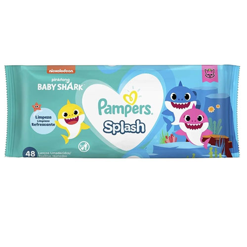 Lenços Umedecidos Pampers Splash Baby Shark 48 Unidades