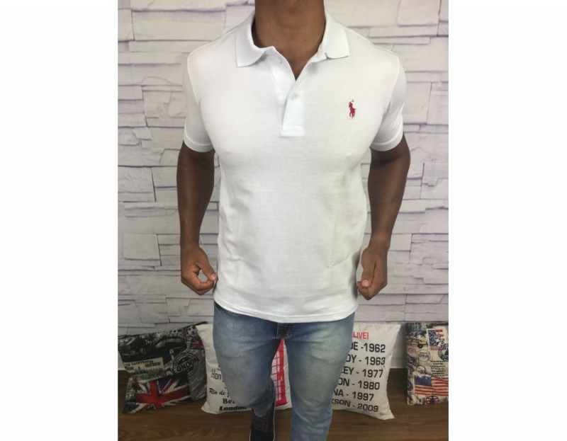POLO RALPH LAUREN BRANCA COM CAVALO VERMELHO