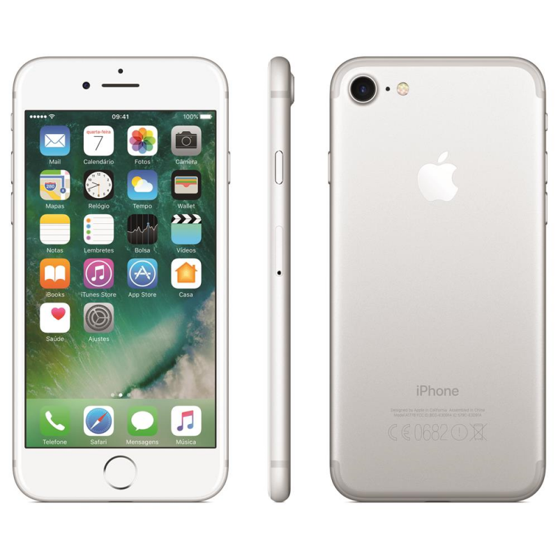 iPhone 7 Apple com 32GB, Tela Retina HD de 4,7” com 3D Touch, iOS 10, Sensor Touch ID, Câmera 12MP, Resistente à Água, Wi-Fi, 4G LTE e NFC - Prateado
