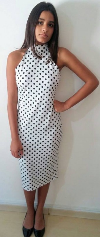 Vestido de bolinhas midi de suplex, Tam único