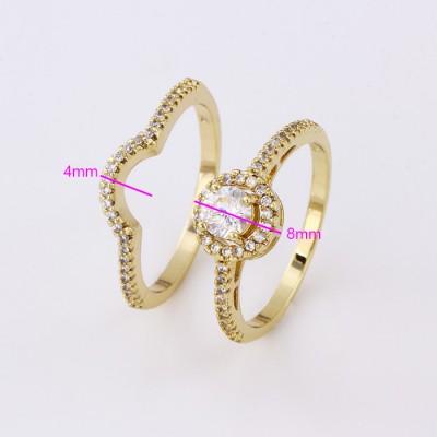 ANEL DUPLO ZIRCONIA CRAVEJADO -11818