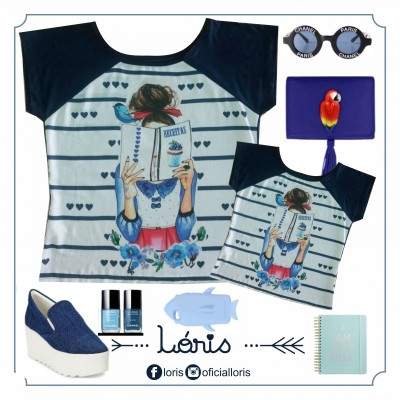 T-shirt Receita de Cupcake Azul