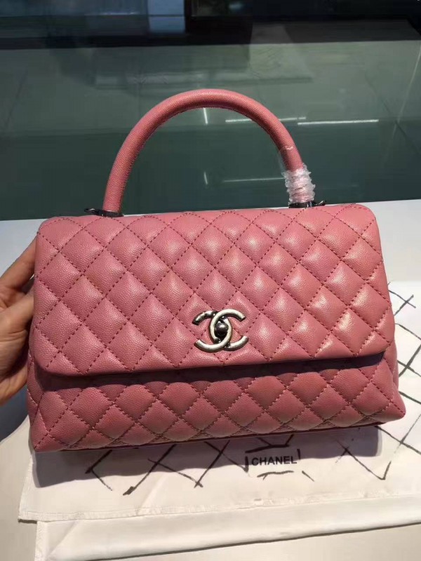 Chanel Handle 28cm Alça em Python!! Linda!! Rosa Goiaba