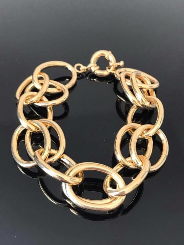 Pulseira elos duplos banho ouro