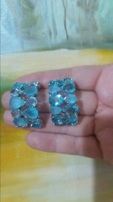 Meia Argola Azul Ródio Negro