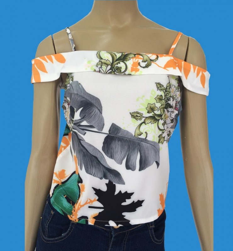 Blusa Curta de Alça Estampa Floral